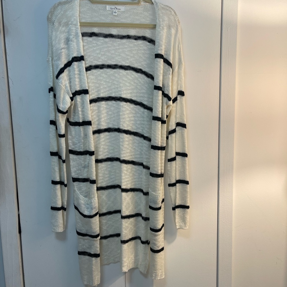 Love Tree Cream and Black Striped Cardigan